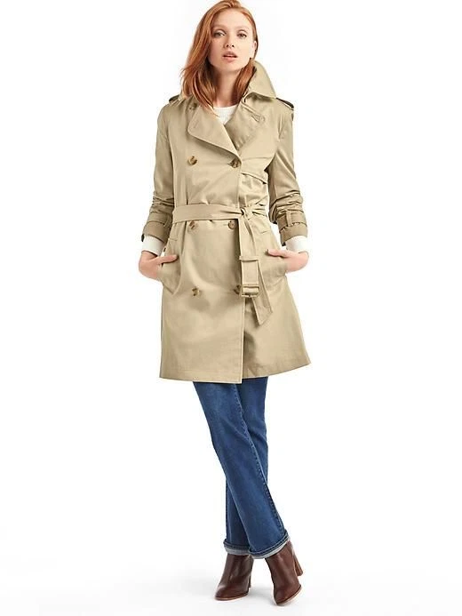 GAP WOMENS NEW CLASSIC TAN OAK TRENCH COAT ORG. $138.00 XLARGE