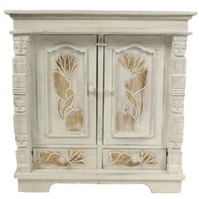 Schrank Kommode Sideboard Flurschrank Dielenschrank Lotus 80x80 cm Weiß Braun