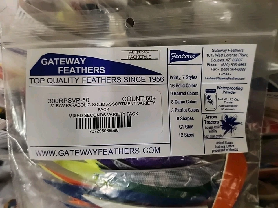 射箭 Fletchings Variety Pack - 3 英寸 RW 抛物线纯色,50 + 件 — 第 2/3 张图片