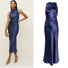 RRP US$328 Reformation Cassette silk dress blue iris NWT US12