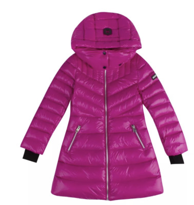 PAKET MÄDCHEN DAUNENMANTEL MAGENTA LARENA MIT KAPUZE ALTER 14 JAHRE UVP 460 £ NEU #M105