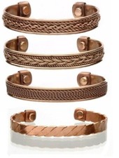 4 Pack Tibetan Pure Copper Magnetic Bracelet Arthritis Pain Therapy Cuff Bangles
