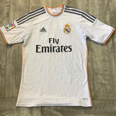 Real Madrid FC Fly Emirates Soccer White Adidas Jersey Youth Boys XL