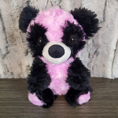 A&A Global Pink & Black Panda Bear Plush 8'' Stuffed Animal Toy