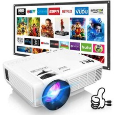 DR. J Professional HI-04 Mini Video Projector, 100" Projector Screen Includ