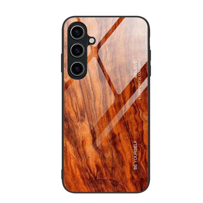 Wood Pattern Glass Phone Case for Samsung S24 Ultra S23 FE S22 A54 A53 A14