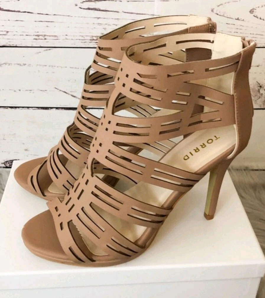 Nude sales caged heels