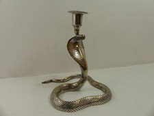 (RefJOH4) Superb silver plated vintage cobra king cobra snake candlestick