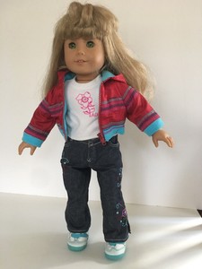 Details About American Girl Doll Blonde Hair Bangs Green Eyes Ready For Fun Outfit Retired