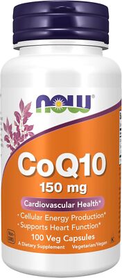 NOW, CoQ10 150 mg, All-Trans Form produced by Fermentation, 100 Veg Capsules