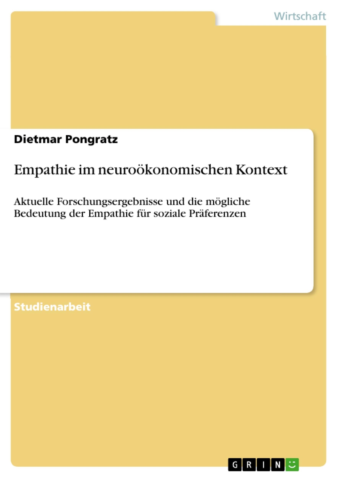 Empathie Neuroökonomischen Kontext | Buch | 9783656214175