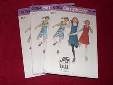 🌸UNCIRCULATED 1977 SIMPLICITY #8094-GIRLS CULOTTE JUMPER-JUMPER PATTERN 10-14FF