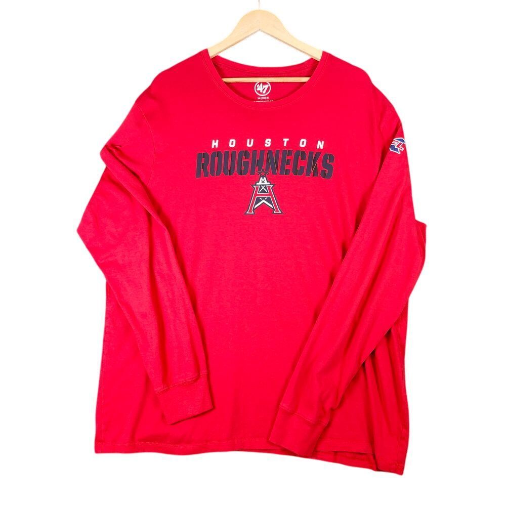 47 Brand Houston Roughnecks XFL Football Long Sleeve T-Shirt Red XXL