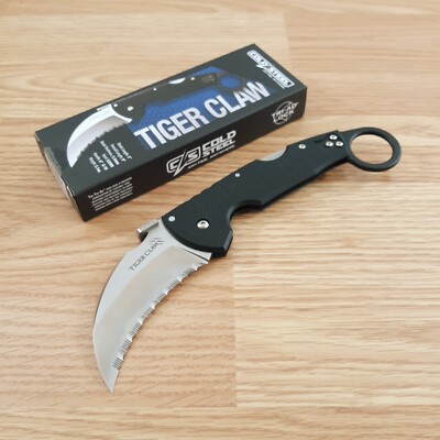 Cold Steel Tiger Claw Folding Knife 3.38'' S35VN Steel Blade Black G10 Handle