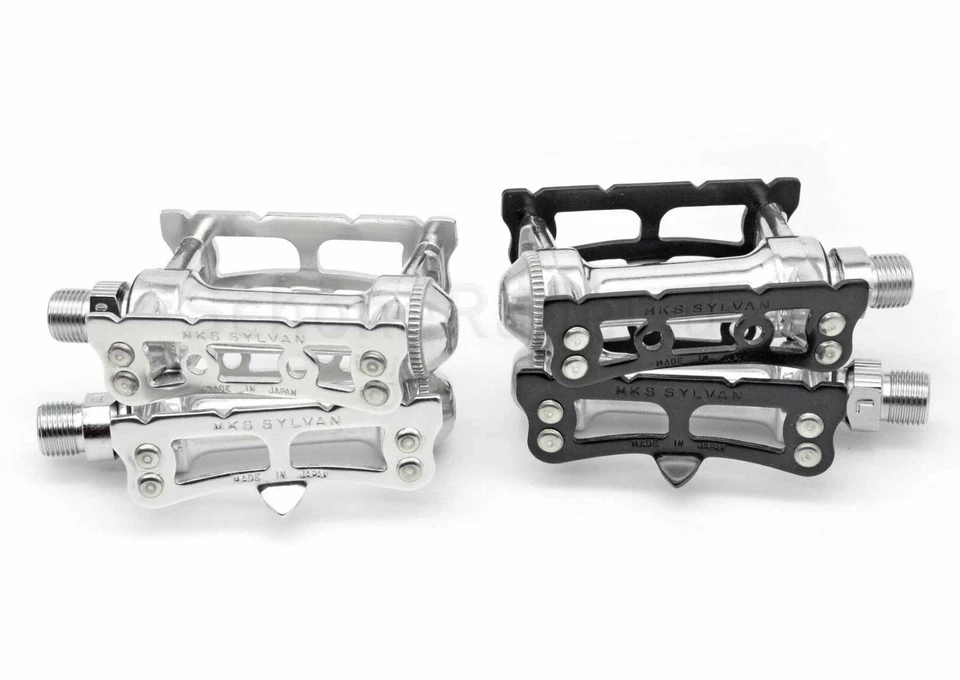 MKS Sylvan Track schwarz/silber – klassische Bahnrad-Pedale – Singlespeed, Retro