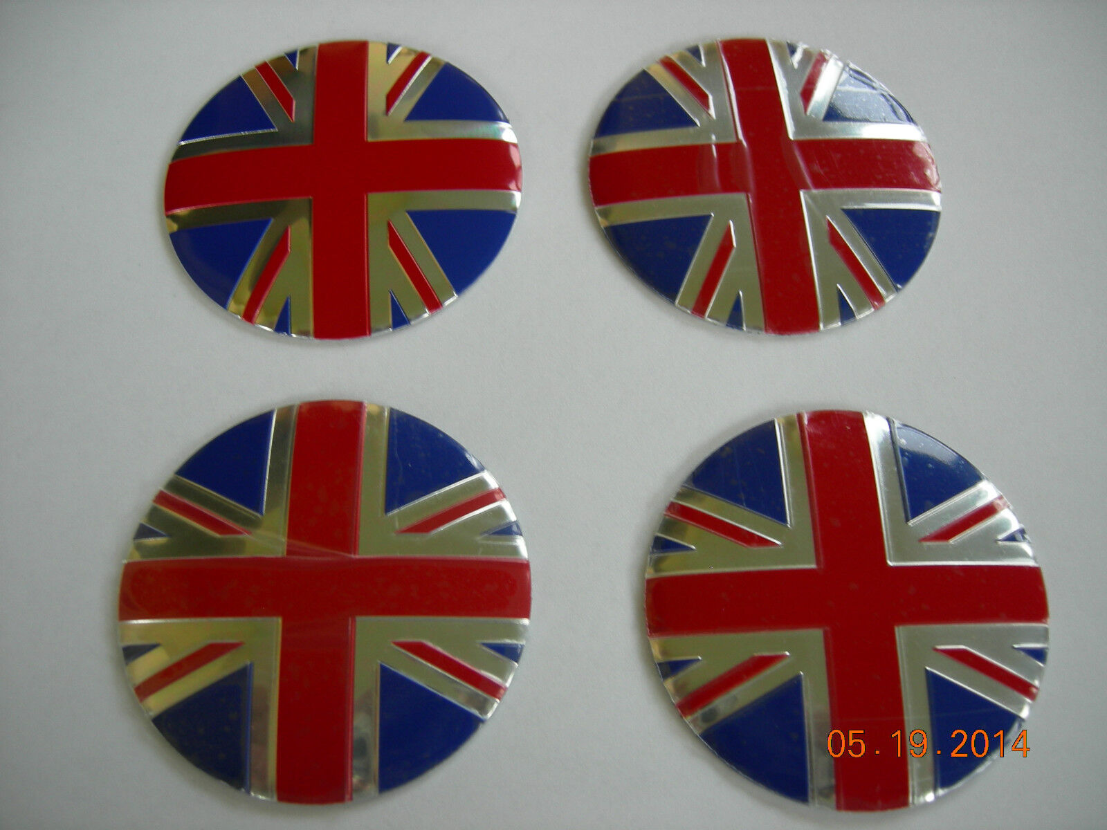 GREAT BRITAIN BRITISH UK FLAG  WHEEL CENTER CAP  EMBLEMS SET 4 ALUMINUM STICKERS