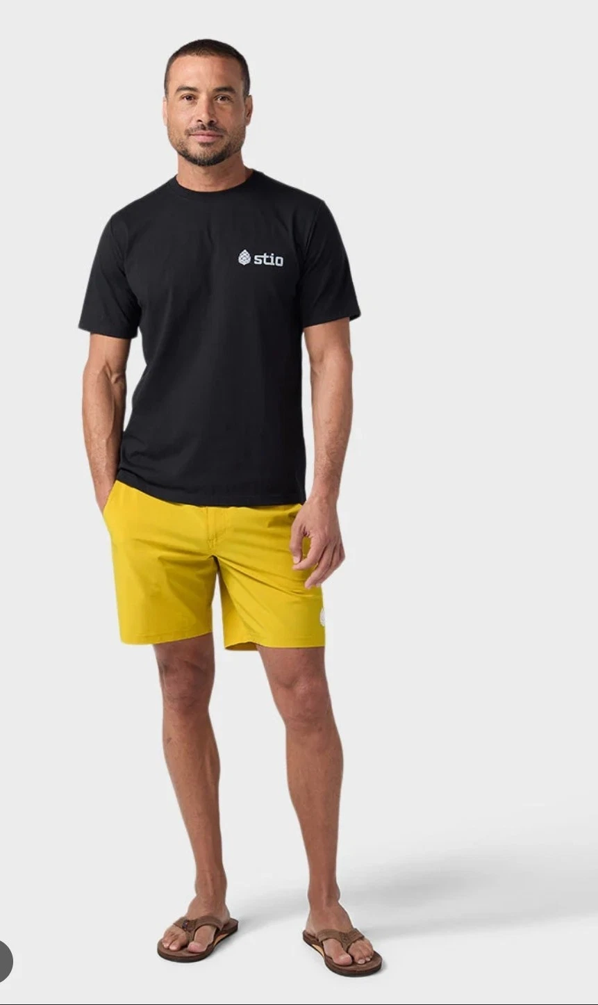 Stio Shorts Men's XL Yellow CFS Drifter Lined 7" Outdoor Performance Rafting