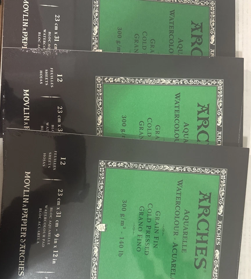 Papel de acuarela prensa en frío Arches 12 hojas 9 x 12 NUEVO Foto 2 de 2