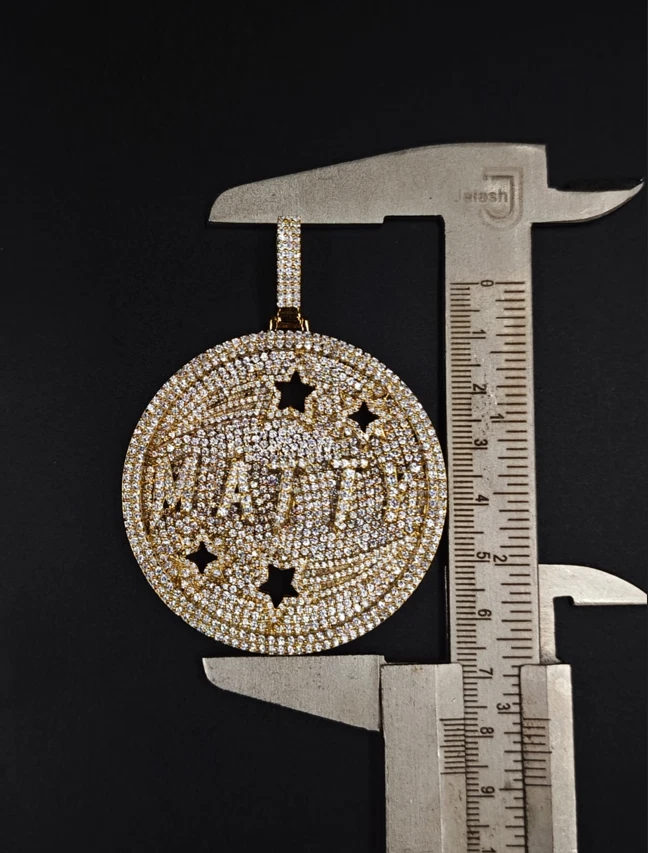 Colgante de plata 925 con diamante natural certificado regalo día para hombre 'Bino 74 Music Group' Foto 4 de 4