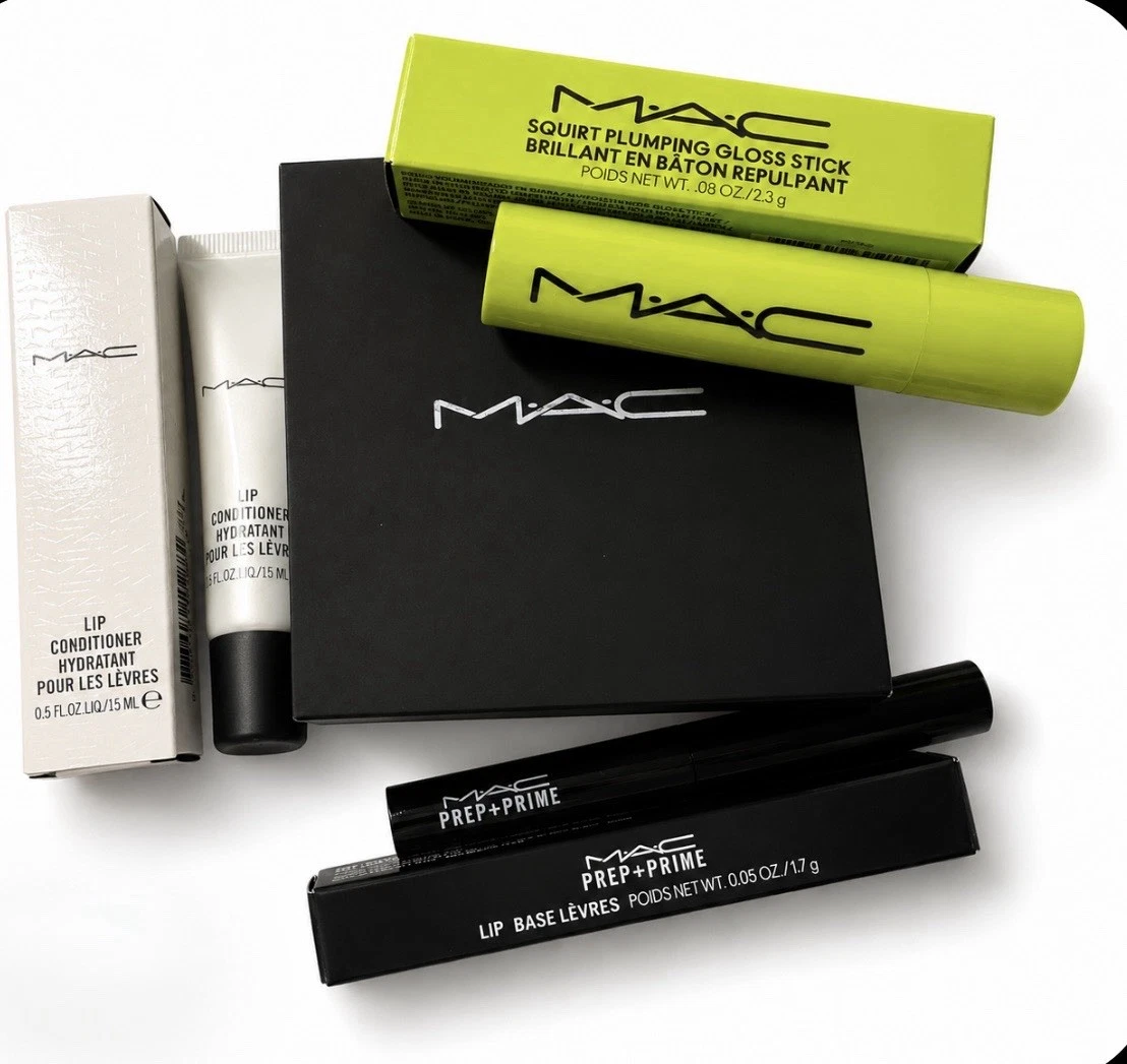 MAC Lip Set Prep+Prime Lip Base Conditioner Squirt Plumping Lip Gloss $70+Value