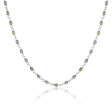 Peridot Oval Bead Necklace in 925 Sterling Silver -Great luster -Video