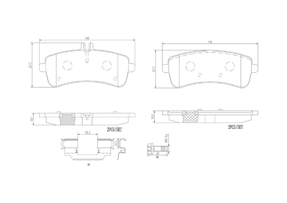 Brembo Rear Ceramic Brake Pads Fits 2015-2021 Mercedes-Benz S63 AMG 4 Pc P50125N - Imagem 4 de 4