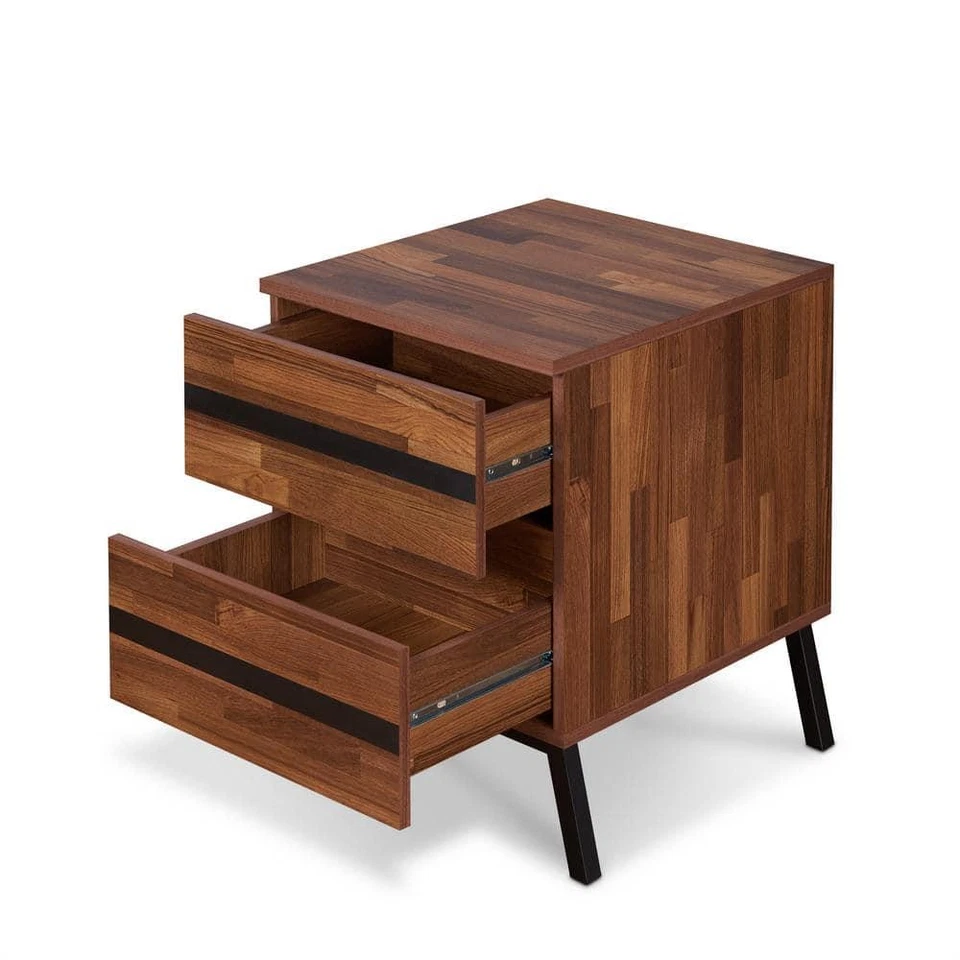 Acme Furniture Karine Walnut and Sandy Black End Table - Image 2 of 4