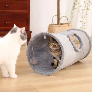 Foldable 2-Way Cat Tunnel with Ball