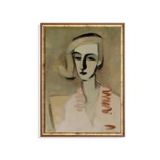 Vintage Abstract Woman Portrait Poster, Neutral Fine Art Wall Decor