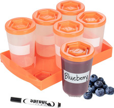 Baby Food Storage Containers W Interlocking Lids, 6 Pack- 4Oz Reusable Leakproof
