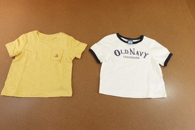 Baby 12-18 Months Gap Yellow Bear Old Navy White Classic Logo Tees 2 Pieces NWT