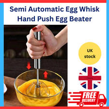Semi Automatic Egg Whisk Hand Push Egg Beater Stainless Steel Blender Mixer UK