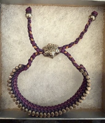 Links Of London 925 Sterling Silver Bracelet, Purple/Gold Friendship Bracelet
