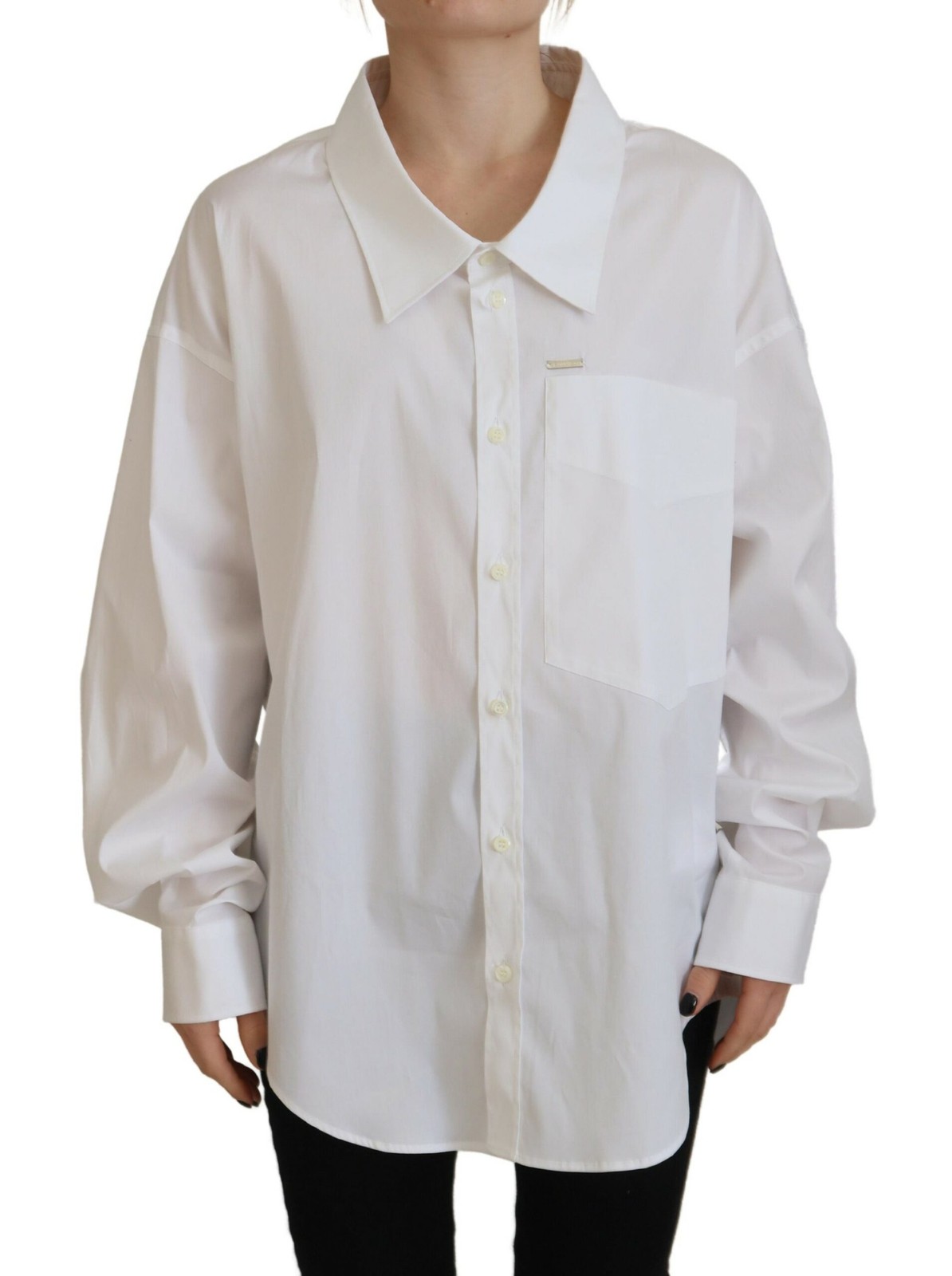 Dsquared² White Cotton Button Down Collared Dress… - image 1