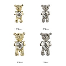 Shiny Bear 3D Nail Art Decorations with Heart Luxury for Rhinestone Manicure Too