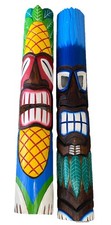 SET OF 2 40” TIKI MASK HAWAIIAN WALL ART ISLAND HOME DECOR BAR TROPICAL