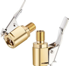 2-Pack Brass Tire Air Chuck, Locking Quick Connect Inflator Hose Adapter, No Lea
