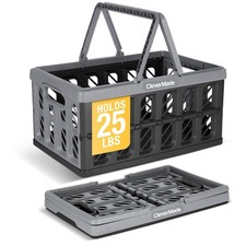 Grocery Shopping Organizer - CleverMade 24L Collapsible Basket Stone