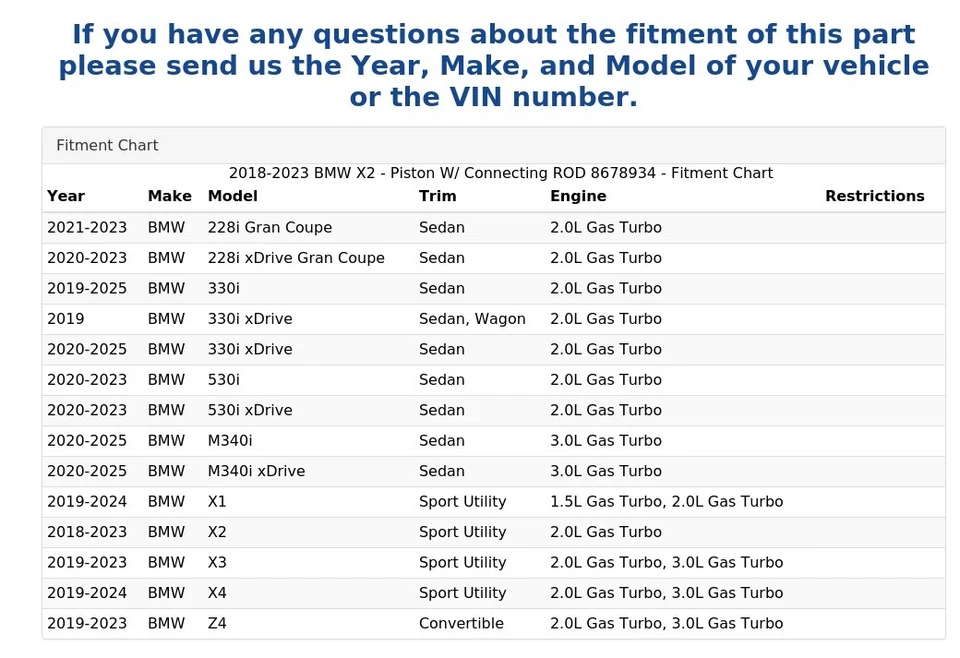 2018-2023 BMW X2 - Piston W/ Connecting ROD 8678934 - Image 4 of 4