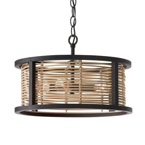Capital Lighting Rico 16" Wide Rattan and Wood Drum Ceiling Light - Picture 3 of 8