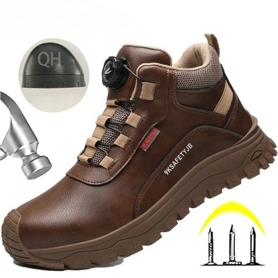 New Fashion Men Insulated 6KV Steel Toe Safety Shoes Puncture Work Sneaker Brown