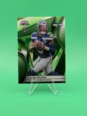 2025 Topps Chrome Black - Jalen Milroe #145 Green Refractor (RC) /99 Seahawks