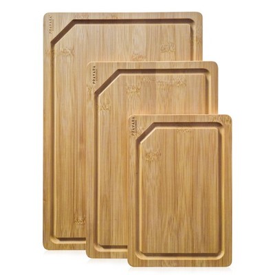 3 Schneidebretter Bambus Set - 25-38 cm Holz Schneidebretter - abwischbarer Bambus