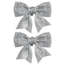 2 St&uuml;ck Damen Schuhclips Knoten Satin abnehmbar, hellgrau