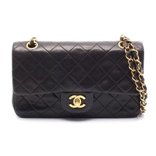 Chanel Lambskin Matelasse W Flap Shoulder Bag Women Black One Size 666663