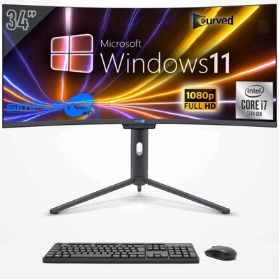 Pc All In One Core I7 12th 34'' Win11 16GB 480GB Gebogen FHD Gaming Grafikkarte