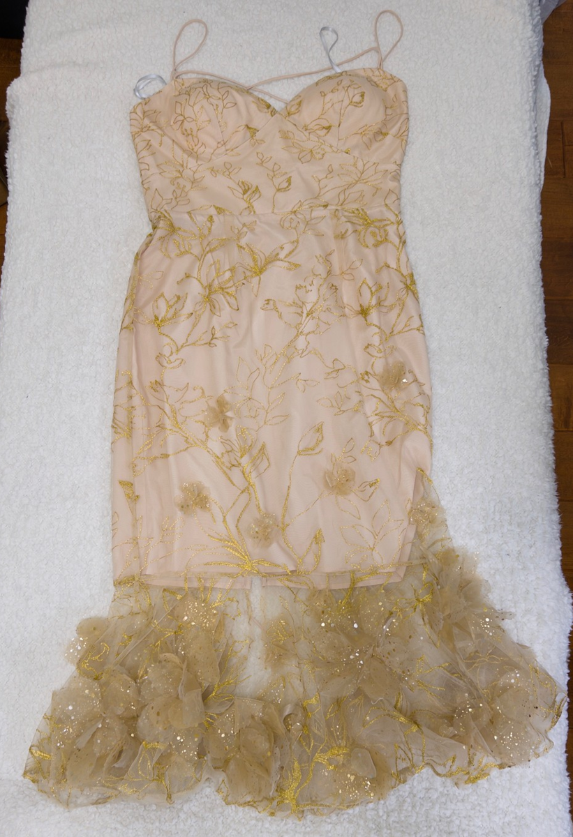 Marchesa Notte Embroidered Tulle Floral Cocktail Party Formal