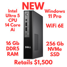 NEW Dell Pro QBM1250 plus Warranty, Ultra 5, 14 Core, 16 GB DDR5, 256 GB NVMe