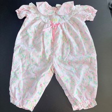 Vintage rare one piece romper baby girl 3-6 months cotton unique pink floral