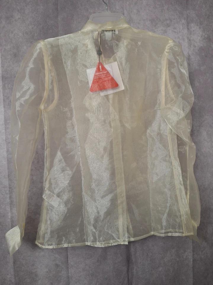 Blusa única 21 Pussybow organza transparente talla 4 abotonada manga larga coqueta Foto 4 de 4